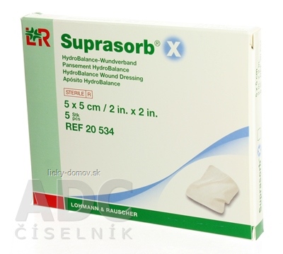 SUPRASORB X KRYTIE NA RANY kompresy hydrobalančné - vlhké hojenie (5x5 cm)1x5 ks