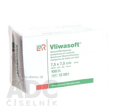 VLIWASOFT KOMPRESY NESTERILNÉ 7,5x7,5 cm 4 vrstvové 1x100 ks