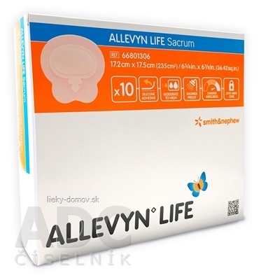 ALLEVYN LIFE Sacrum Krytie na krížovú oblasť adhezívne penové krytie so silikónovým gélom, 17,2x17,5 cm, 1x10 ks