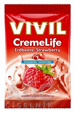 VIVIL BONBONS CREME LIFE Strawberry drops so smotanovo jahodovou príchuťou, bez cukru 1x60 g