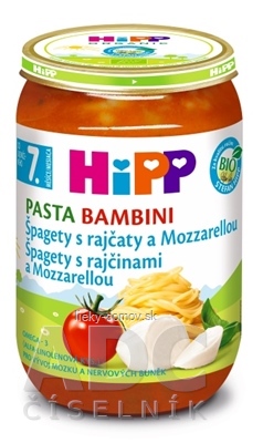 HiPP Príkrm Špagety s rajčinami a mozzarellou Junior menu (od ukonč. 7. mesiaca) 1x220 g