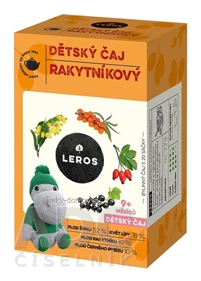 LEROS DETSKÝ ČAJ RAKYTNÍKOVÝ nálevové vrecká (od 9+ mesiacov) (inov.2021) 20x2 g (40 g)