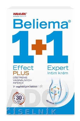 Beliema Effect PLUS + Expert Intim krém 1+1 vaginálne tablety 7 ks + intímny krém 30 ml, 1x1 set