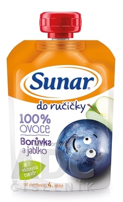 Sunar Do ručičky Čučoriedka a jablko 100% ovocia (od ukonč. 4. mesiaca) 1x100 g