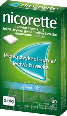 Nicorette Icemint Gum 2 mg gum med (blis.PVC/PVDC/Al) 1x30 ks