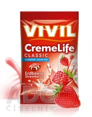 VIVIL BONBONS CREME LIFE CLASSIC drops s jahodovo-smotanovou príchuťou, bez cukru 1x110 g