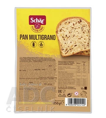 Schär PAN MULTIGRANO chlieb bezgluténový, zrniečkový, krájaný 1x250 g