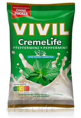 VIVIL BONBONS CREME LIFE CLASSIC drops s mätovo-vanilkovou príchuťou, bez cukru 1x110 g