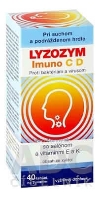 LYZOZYM IMUNO C D SO SELÉNOM A VITAMÍNMI E a K tbl na žuvanie 1x40 ks