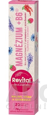 Revital Botanicals MAGNÉZIUM + B6 tbl eff s bylinnými extraktmi, s príchuťou maliny, višňe a levandule 1x20 ks