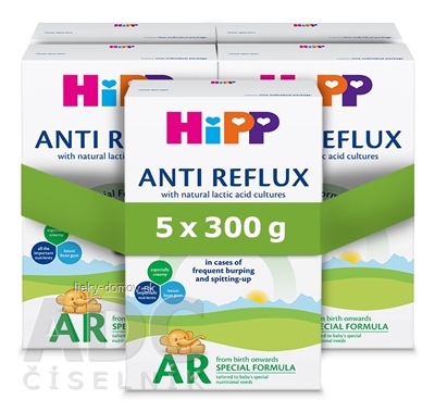 HiPP ANTI-REFLUX AR špeciálna dojčenská výživa (od narodenia) 5x300 g