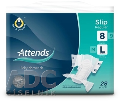 ATTENDS Slip Regular 8 L plienkové nohavičky, savosť 2499 ml, obvod bokov 100-150 cm, 1x28 ks