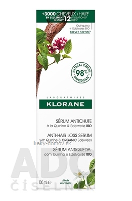 KLORANE SERUM ATICHUTE Quinine & Edelweiss BIO Sérum s chinínom a plesnivcom alpským 1x100 ml