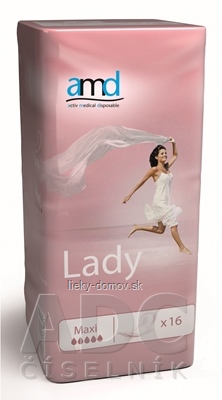 amd Lady Maxi inkontinenčné vložky pre ženy, 38,5 x14,1 cm, nasiakavosť 800 ml, 1x16 ks