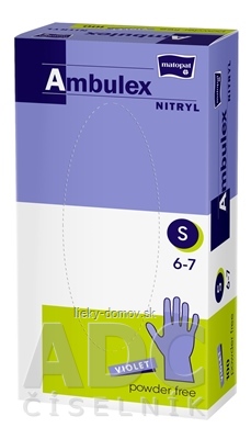 Ambulex NITRYL Vyšetrovacie a ochranné rukavice veľ. S, fialové, nitrilové, nesterilné, nepudrované, 1x100 ks