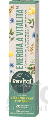 Revital Botanicals ENERGIA A VITALITA tbl eff s bylinnými extraktmi, s príchuťou zeleného čaju a citrónu 1x20 ks