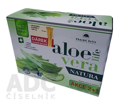 Pharma Activ AloeVeraLife NATURA AKCIA+DARCEK šťava z aloe 98,7% (2+1 zadarmo) 3x1000 ml (3000 ml) + darček LIPOZOMAL VIT. C, 1x1 set