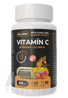 BE A PRO! VITAMÍN C so šípkami + D3 2500 IU cps 1x30 ks