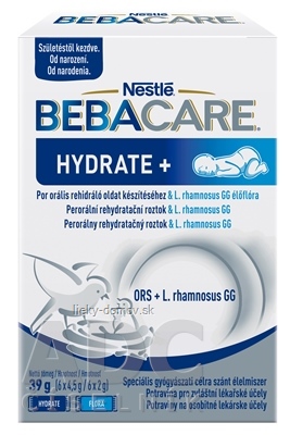 BEBACARE HYDRATE+ vrecúška (Hydrate 6x4,5 g + Flora 6x2 g) (od narodenia) 1x39 g