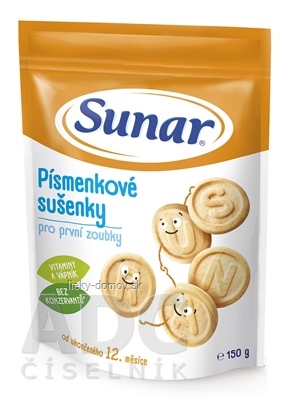 Sunar Písmenkové sušienky pre prvé zúbky (od ukonč. 12. mesiaca) 1x150 g