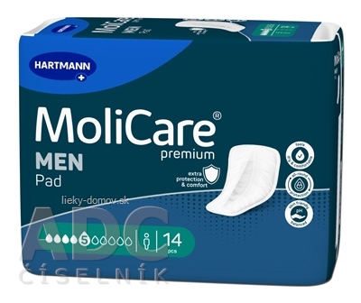 MoliCare Premium MEN PAD 5 kvapiek inkontinenčné vložky pre mužov, savosť 906 ml, 34,5 cm (inov. 2024) 1x14 ks