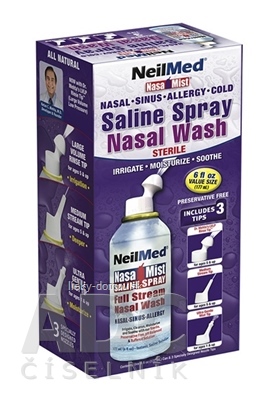 NeilMed NasaMist ALL in One sprej, soľný roztok, 3 nadstavce, 1x177 ml