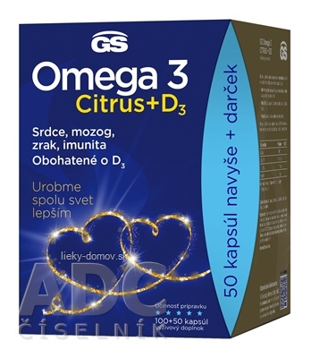 GS Omega 3 CITRUS + D3 darček 2022 cps 100+50 (150 ks)