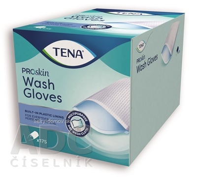 TENA Umývacie rukavice s vnútornou fóliou wash gloves 1x175 ks