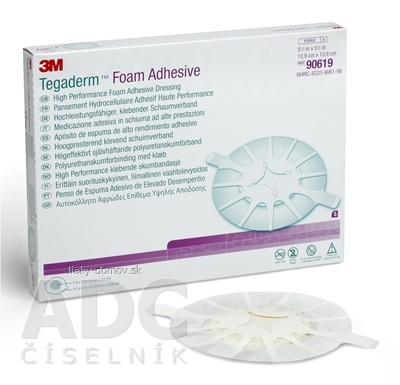 3M TEGADERM Foam Adhesive (90619) penové krytie na rany, adhezívne, lakeť/päta 13,9 cm x 13,9 cm, 1x5 ks