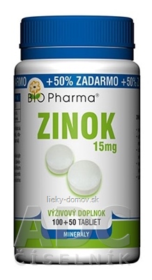 BIO Pharma Zinok 15 mg tbl 100+50 (50% ZADARMO) (150 ks)