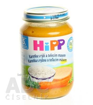 HiPP Príkrm BIO Mrkva s ryžou a teľacím mäsom (od ukonč. 4./6. mesiaca) 1x190 g