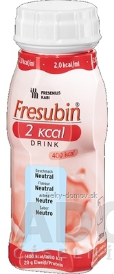 Fresubin 2 kcal DRINK príchuť neutrálna (2,0 kcal/ml), 4x200 ml (800 ml)