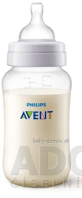 AVENT FĽAŠA PP Antikolik 330 ml polopriehľadná, antikolikový mäkký cumlík s 3 otvormi, 1x1 ks