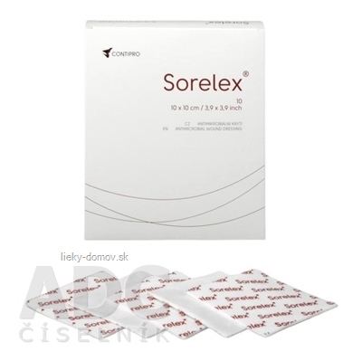 SORELEX antimikrobiálne krytie na rany 10x10 cm, 1x10 ks