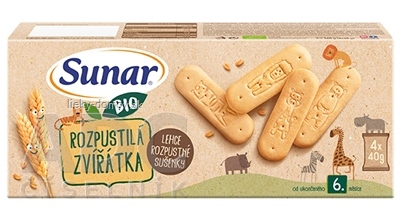 Sunar BIO SUŠIENKY Roztopašné zvieratká ľahko rozpustné (od ukonč. 6. mesiaca)  4x40 g (160 g)