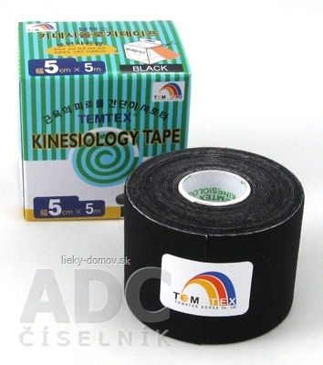 TEMTEX KINESOLOGY TAPE tejpovacia páska, 5 cm x 5 m, čierna 1x1 ks