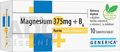 GENERICA Magnesium 375 mg + B6 forte s vitamínom C tbl eff 1x10 ks