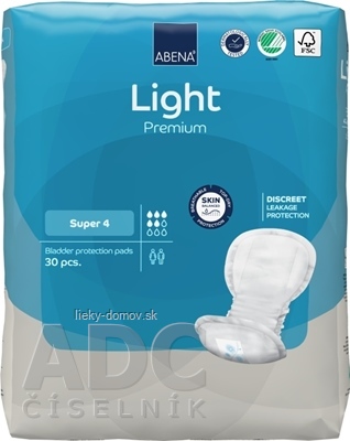 ABENA Light Premium Super 4 vkladacie plienky, anatomické, savosť 850 ml, 1x30 ks
