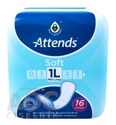 ATTENDS Soft Mini Long 1L ženské inkontinenčné vložky, savosť 299 ml, veľkosť 27,5 cm, 1x16 ks