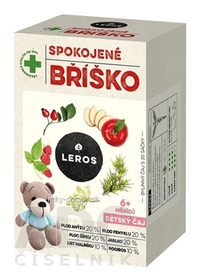 LEROS DETSKÝ ČAJ SPOKOJNÉ BRUŠKO nálevové vrecká (od 6+ mesiacov) (inov. 2021) 20x2 g (40 g)