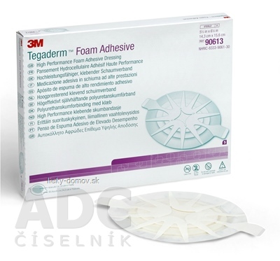 3M TEGADERM Foam Adhesive (90613) penové krytie na rany, adhezívne, ovál 14,3 cm x 15,6 cm, 1x5 ks