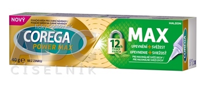 COREGA POWER MAX UPEVNENIE + SVIEŽOSŤ fixačný krém na zubné náhrady, príchuť mäta 1x40 g