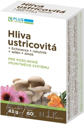 PLUS LEKÁREN Hliva ustricovitá cps (+ Echinacea + rakytník + selén + zinok) 1x60 ks