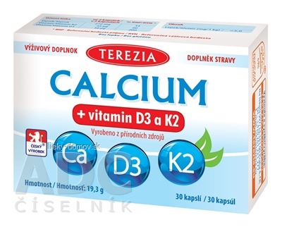 TEREZIA CALCIUM + vitamín D3 a K2 cps 1x30 ks