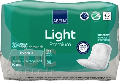 ABENA Light Premium Extra 3 absorpčné vložky, anatomické, savosť 500 ml, 1x10 ks
