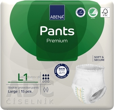 ABENA Pants Premium L1 navliekacie plienkové nohavičky, boky 100-140 cm, savosť 1400 ml, 1x15 ks