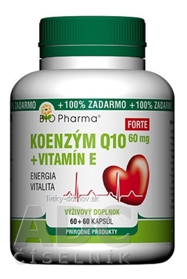 BIO Pharma Koenzým Q10 60mg+Vit.E Forte cps 60+60 (100% ZADARMO) (120 ks)