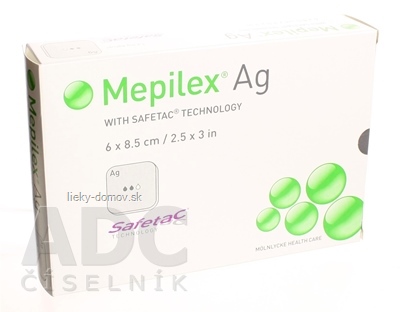 Mepilex Ag 6x8,5 cm mäkký silikónový bakteriostatický obväz na rany 1x5 ks