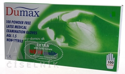 DUMAX RUKAVICE latexové vyšetrovacie nesterilné bez púdru, veľkosť L; 1x100 ks