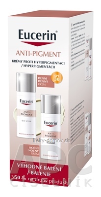 Eucerin ANTI-PIGMENT DUO denný krém SPF30, 50 ml + nočný krém 50 ml (zľava na 2.produkt) 1x1 set